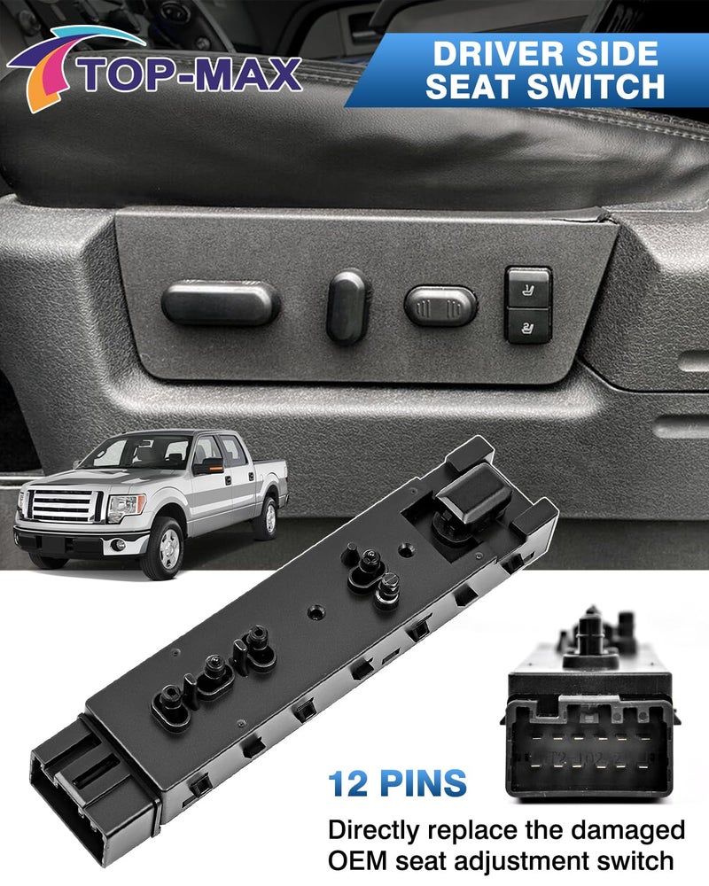 TOP-MAX Driver Side Adjustment Power Seat Switch Compatible with Ford F150 F250 F350 Explorer Expedition 2006-2019 Lincoln MKX 2006-2019 Mercury 06-11 6L2Z14A701FAA, 9L3Z14A701FB - Image 3